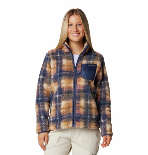 COLUMBIA LADIES WEST BEND PRINT FULL ZIP II CAMEL BROWN OMBLUR