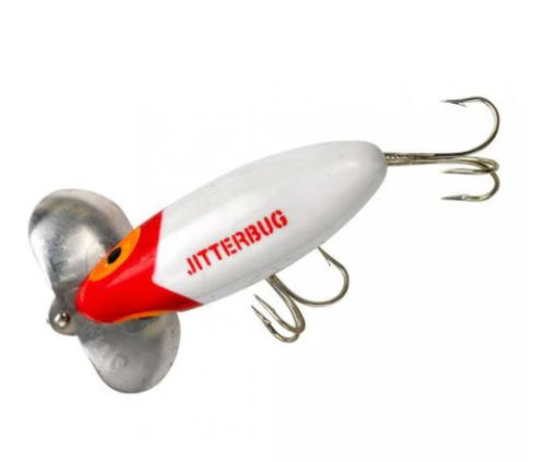 ARBOGAST G600-01 JITTERBUG TOPWATER WHITE/RED HEAD