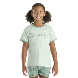 CARHARTT KIDS SHORT-SLEEVE RINGER LOGO T-SHIRT SURF SPRAY UA2