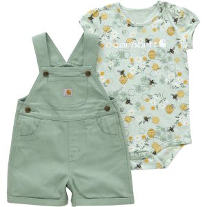 CARHARTT KIDS SS BEE BODYSUIT AND CANVAS SHORTALL SET/ PATINA
