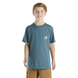 CARHARTT KIDS SHORT SLEEVE POCKET GRAPHIC T-SHIRT/ REAL TEAL HTR