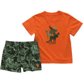 CARHARTT KIDS SHORT SLEEVE T-SHIRT WOVEN CAMO SHORT SET