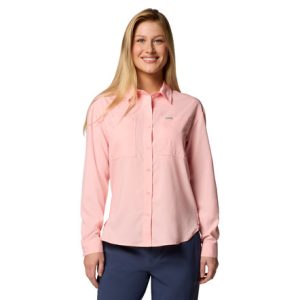 COLUMBIA WOMENS SILVER RIDGE UTILITY LS SHIRT PINK SAND