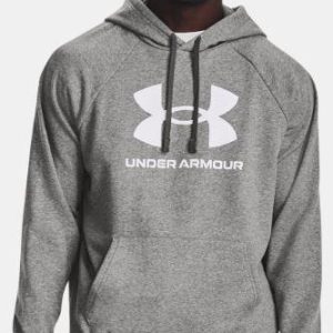 UA RIVAL FLEECE LOGO HOODIE GRAY