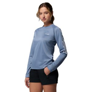 COLUMBIA TIDAL TEE II LONG SLEEVE, NEW MOON HEATHER, WHITE LOGO