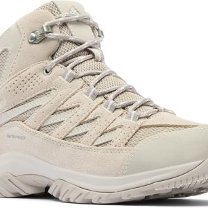 COLUMBIA CRESTWOOD WP MID SHOE, SOFT TAUPE, SEA SALT
