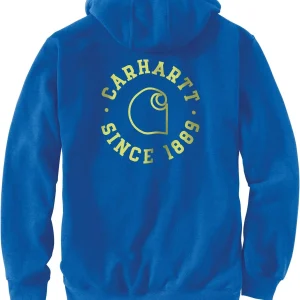 CARHARTT TK6654 M FORCE DELMOT RLXDFIT LOGO HOODIE ELECTRIC INDIGO