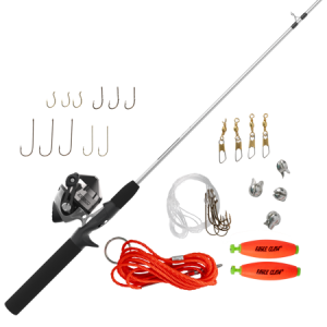 ZEBCO 202 ZEEBEE SPINCAST COMBO WITH EAGLE CLAW TACKLE 5'6" ML BLACK/SILVER