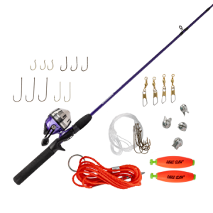 ZEBCO 202 ZEEBEE SPINCAST COMBO WITH EAGLE CLAW TACKLE 5'6" ML PURPLE