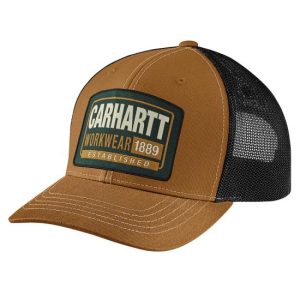 CARHARTT AH7004-M CANVAS MESH BACK PATCH CAP BROWN