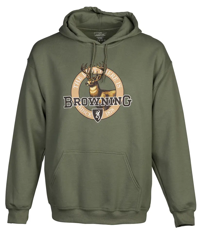 BROWNING HOODIE, VINTAGE EMBLEM, HTHR GREEN