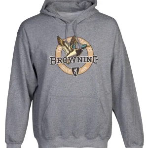 BROWNING HOODIE, VINTAGE EMBLEM, HTHR GRAY