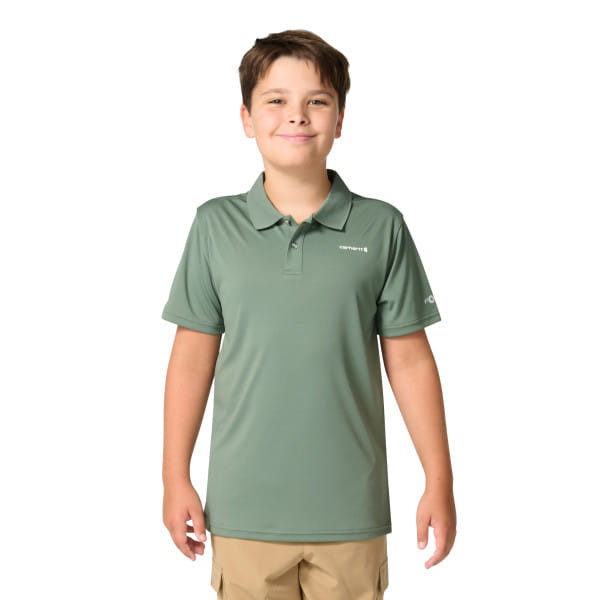 CARHARTT KIDS FORCE SUN DEFENDER SHORT SLEEVE POLO MED GREEN